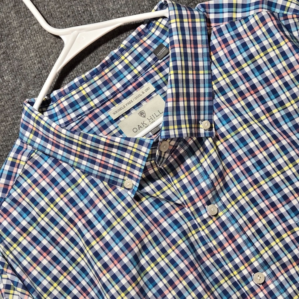 Oak Hill Men's Plaid Shirt 4XLT Wrinkle Free Blue‎ Muticolorl Cotton Cool Dry